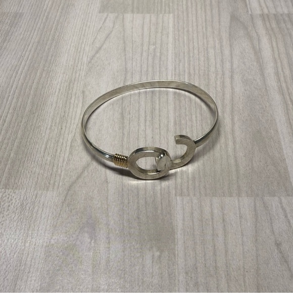 14k and 9.25 Silver Knot Bangle Bracelet - Picture 2 of 4